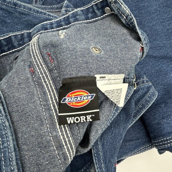 DICKIES Mens Bib Overalls 36x36 Medium Blue Denim Workwear 100% Cotton Carpenter - Picture 5 of 9